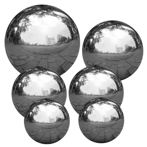 Edelstahl -Blickkugel, 6pcs silberne Kugeln, 2 & 3 & 4 & 6 große glänzende Kugeln, Glaskugeln für Garten, reflektierende Spiegelpolierte Gartenkugel für Home Garden Tond Orament, Blickkugeln Edelstahl -Blickkugel, 6pcs silberne Kugeln, 2 & 3 & 4 & 6 große glänzende Kugeln, Glaskugeln für Garten, reflektierende Spiegelpolierte Gartenkugel für Home Garden Tond Orament, Blickkugeln von Pesoncarl