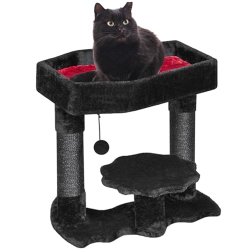 Gothic Cat Tree mit Sarg -Katzenbett Halloween Black Tree Turm mit Schwesternkratzern und Spinnenspielzeug 20 in hohen Türmen mit weichem Bett Halloween Haustiermöbel von Pesoncarl