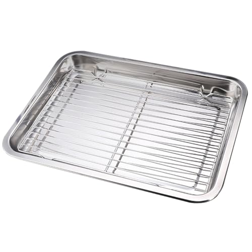 Grillschale 14x10x1 Zoll Edelstahl BBQ -Tablett mit Filterregal Rechteck -Grillplatte für gebratene Lebensmittel Gemüse Grill, Sport, Sport von Pesoncarl
