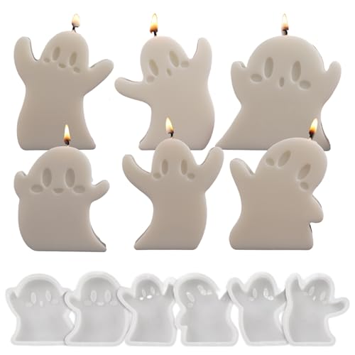 Halloween -Silikonformen, 6pcs süße verschiedene Formen Ghost Candle Form Spooky Non -Stick wiederverwendbar für Kerzen, Wachs, Seife, Ton, Gips, Epoxidharz Halloween -Silikonformen, 6pcs süße verschiedene Formen Ghost Candle Form Spooky Non -Stick wiederverwendbar für Kerzen, Wachs, Seife, Ton, Gips, Epoxidharz von Pesoncarl