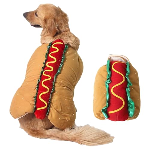 Hot Dog Dog Kostüm, heißes Hamburger lustiges Kostüm, warme weiche Haustierbekleidung für Hunde und Katzen, Kleidung für Weihnachts Halloween Karnevalsfeier, L. von Pesoncarl