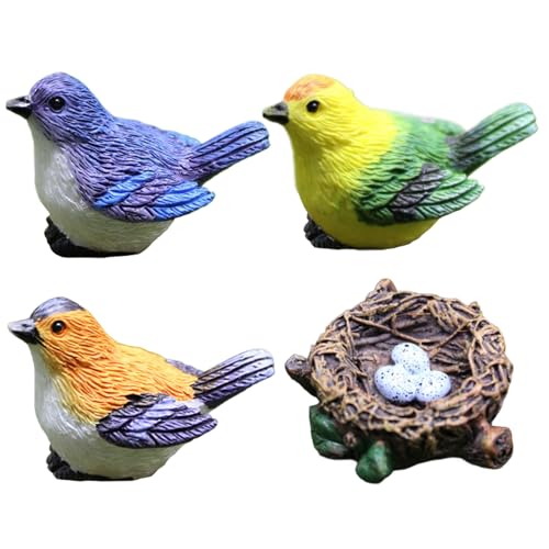 Pesoncarl Figuren, Harzvögel niedliche Vogelfiguren 4pcs Mini Vogel dekorative Feengartenminiaturen, Harzhandwerk DIY Sukkulente Pflanzenbonsai Figuren Gartendekorationen (en) von Pesoncarl