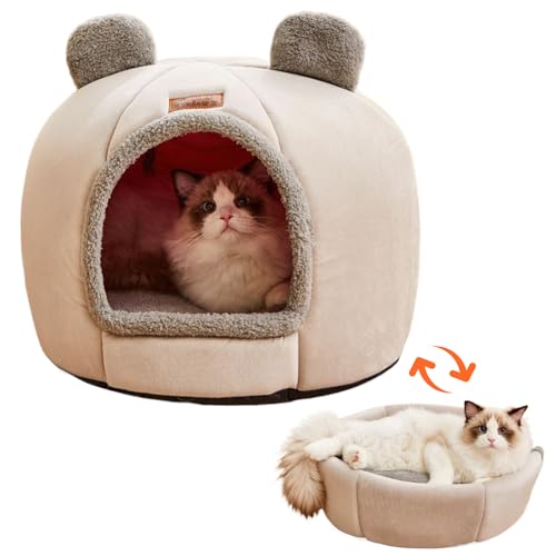 Pesoncarl Katzenbett 14 x 14 x 12 Faltbare halbvergängliche Katzenbetten mit einem rutschten Boden niedliche weiche, warme Kätzchenhöhle mit abnehmbar von Pesoncarl