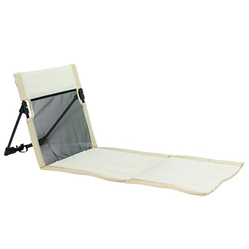 Pesoncarl Strandmatte Lounge Stuhl, Faltbare tragbare Strandliege mit atmungsaktivem Netzrücken, leichtgewichtigen faltbaren Bodenstuhl für Schwimmbad Camping -Fischerei Wanderweg, Beige, Sunloungers von Pesoncarl