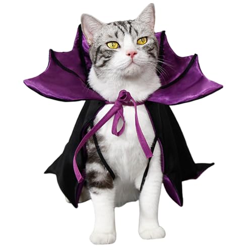 Vampir -Katzenkostüm, Fledermausflügel Cape Pet Halloween Kostüme mit Krawatte, Halloween Cosplay Vampire Umhang für kleine Hunde und Katzen, lila Vampir -Katzenkostüm, Fledermausflügel Cape Pet Halloween Kostüme mit Krawatte, Halloween Cosplay Vampire Umhang für kleine Hunde und Katzen, lila von Pesoncarl