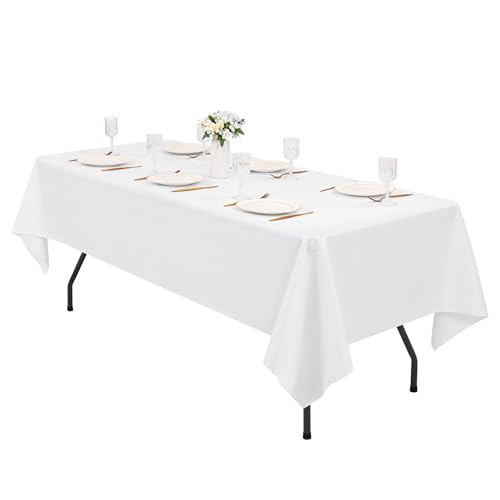 1 Packung Weiße Polyester-Tischdecke, 153 x 260 cm weiße Rechteck Tischdecke, waschbar, Tischdecken aus Polyesterstoff, Tischdecke für Hochzeit, Party, Bankett, Buffet, Urlaub, Abendessen 1 Packung Weiße Polyester-Tischdecke, 153 x 260 cm weiße Rechteck Tischdecke, waschbar, Tischdecken aus Polyesterstoff, Tischdecke für Hochzeit, Party, Bankett, Buffet, Urlaub, Abendessen von Pesonlook