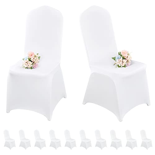 Pesonlook 10 Stück weiße Stuhlhussen für Esszimmerstühle, Spandex-Stuhlhussen für Wohnzimmer, universeller Esszimmerstuhl-Schonbezug für Hochzeit, Bankett und Party von Pesonlook