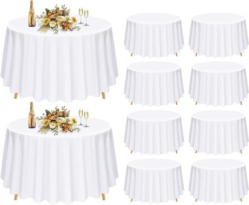 10er-Pack runde Tischdecke 305cm, weiße runde Tischdecke 305cm Polyester runde Tischdecke waschbare Tischdecke für Hochzeiten, Bankette oder Restaurants (weiß) von Pesonlook