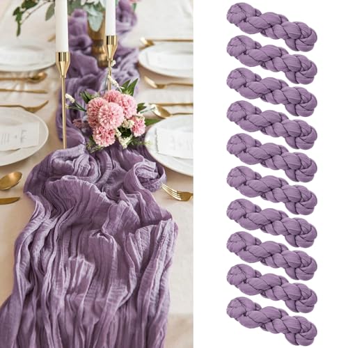 10er-Pack violetter Amethyst-Käsetuch-Tischläufer, lila Tischläufer, Käsetuchstoff, 10 Fuß malvenfarbener Gaze-Tischläufer, Boho-rustikaler, halbdurchsichtiger Tischläufer für Hochzeitsempfang 10er-Pack violetter Amethyst-Käsetuch-Tischläufer, lila Tischläufer, Käsetuchstoff, 10 Fuß malvenfarbener Gaze-Tischläufer, Boho-rustikaler, halbdurchsichtiger Tischläufer für Hochzeitsempfang von Pesonlook
