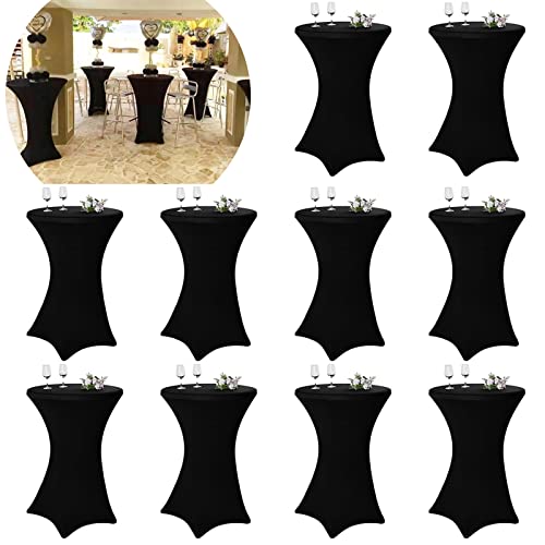 10er-Set Stretch Stehtisch Husse für Bistrotisch Ø 80-85 cm Elegante ,Verstärkung im Fußbereich,40°C Maschinenwäsche ，Stretch-Husse Schwarz Hussen für Stehtische und Bistrotische(80×110cm,Schwarz) von Pesonlook