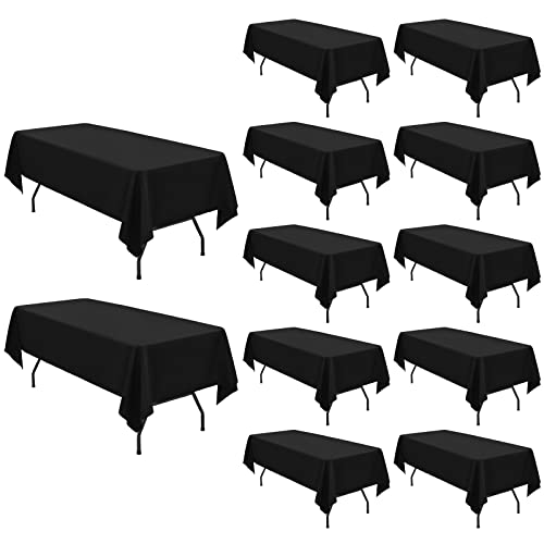 12 Packungen Schwarz Polyester Tischdecke-153 x 260cm Rechteck-Tischdecke für für 6Fuß/1,8m große rechteckige Tische, waschbarer Stofftischabdeckung für Hochzeit/Buffet Party/Esstisch/Events 12 Packungen Schwarz Polyester Tischdecke-153 x 260cm Rechteck-Tischdecke für für 6Fuß/1,8m große rechteckige Tische, waschbarer Stofftischabdeckung für Hochzeit/Buffet Party/Esstisch/Events von Pesonlook