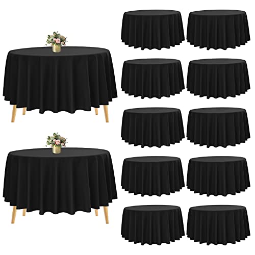 12 Stück Schwarz Runde Tischdecke aus Polyester, 228 cm, waschbar runde Tischdecke für Hochzeit, Party, Bankett, Essen, Buffet 12 Stück Schwarz Runde Tischdecke aus Polyester, 228 cm, waschbar runde Tischdecke für Hochzeit, Party, Bankett, Essen, Buffet von Pesonlook