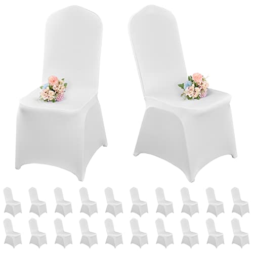 Pesonlook 20 Stück weiße Stuhlhussen für Esszimmerstühle, Spandex-Stuhlhussen für Wohnzimmer, universeller Esszimmerstuhl-Schonbezug für Hochzeit, Bankett und Party von Pesonlook