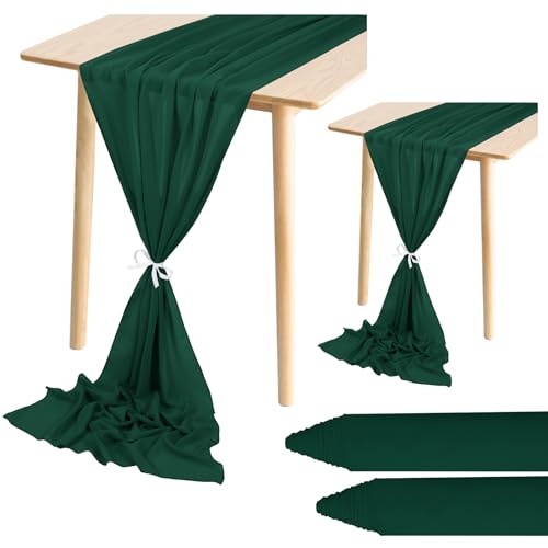 2er-Pack Chiffon-Tischläufer, Dunkelgrün, 28 x 120 Zoll, Transparent für Rustikale, Romantische Hochzeits-/Brautparty-/Party-Dekorationen 2er-Pack Chiffon-Tischläufer, Dunkelgrün, 28 x 120 Zoll, Transparent für Rustikale, Romantische Hochzeits-/Brautparty-/Party-Dekorationen von Pesonlook