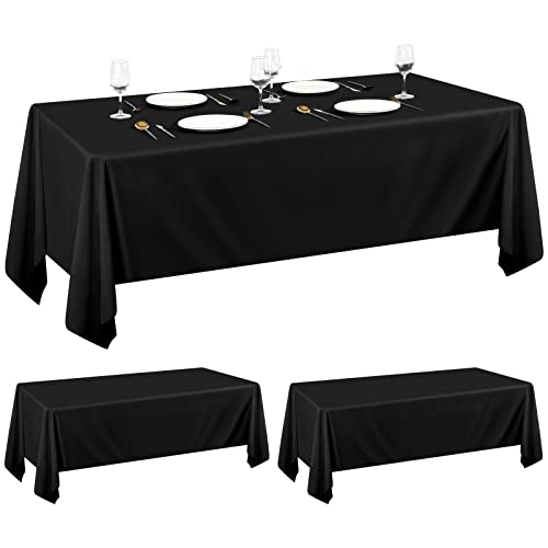 2er-Pack Schwarze rechteckige Tischdecke 153×260cm, waschbare rechteckige Tischdecke aus Polyestergewebe für 6 Ft Tisch perfekt für Geburtstag, Hochzeit, Bankett, Restaurant, Party, Babyparty von Pesonlook