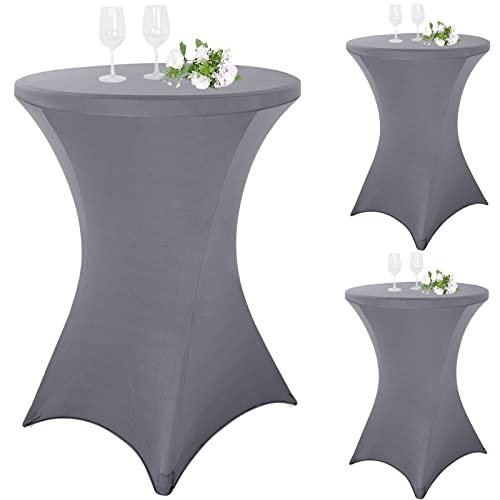 Pesonlook 3er-Set Stretch Stehtisch Husse für Bistrotisch Ø 80-85 cm Elegante,Verstärkung im Fußbereich,40°C Maschinenwäsche ，Stretch-Husse Hussen für Stehtische und Bistrotische（80×110cm,hellgrau） von Pesonlook