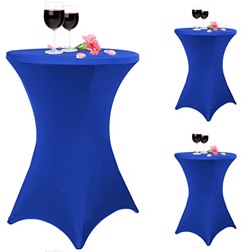 3er-Set Stretch Stehtisch Husse für Bistrotisch Ø 80-85 cm Elegante,Verstärkung im Fußbereich,40°C Maschinenwäsche Stretch-Husse Königsblau Hussen für Stehtische und Bistrotische(80×110cm,Königsblau von Pesonlook