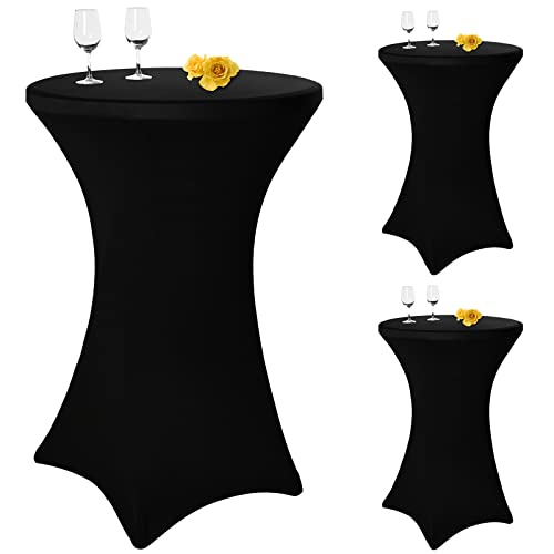 3er-Set Stretch Stehtisch Husse für Bistrotisch Ø 80-85 cm Elegante ,Verstärkung im Fußbereich,40°C Maschinenwäsche ，Stretch-Husse Schwarz Hussen für Stehtische und Bistrotische（80×110cm,Schwarz) von Pesonlook