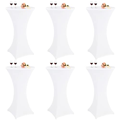 Pesonlook 6er-Set Stretch Stehtisch Husse für Bistrotisch Ø 60-65 cm Elegante,Verstärkung im Fußbereich,40°C Maschinenwäsche ，Stretch-Husse Weiß Hussen für Stehtische und Bistrotische（60×110cm,Weiß） von Pesonlook