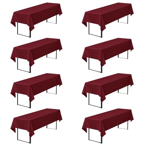8er-Pack Premium Biertischdecken 260 x 110 cm, Burgunder Biertischdecken für Bierzeltgarnitur, blickdichte Polyester-Biertischdecken, waschbare Tischhussen für Bankette im Freien (Burgunder) von Pesonlook