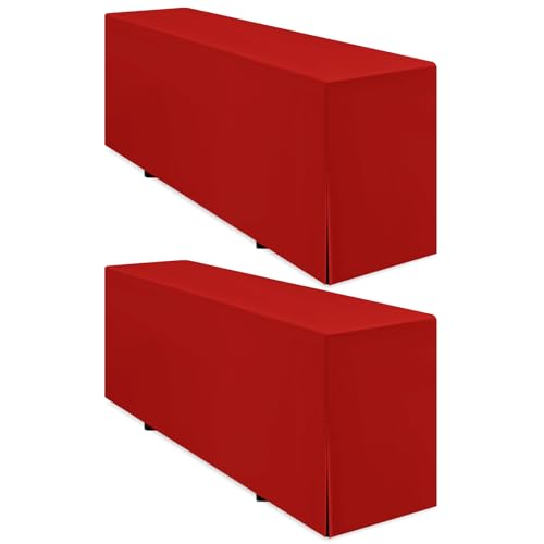 Pesonlook 2 Pack Premium Biertischhusse Rot Biertischhusse für Bierzeltgarnitur 220 x 70 cm Blickdicht Polyester Biertischdecke waschbare Tischdecke für Bankett im Freien (Rot) von Pesonlook