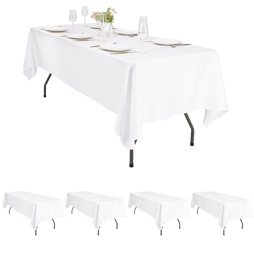 Pesonlook 4 Stück Weiße Rechteck Tischdecke 153×260cm Tischtuchpolyester, weiße Tischdecken für wasserdichtes fleckbeständiges waschbarer Rechtecktischabdeckung in Volumen für Hochzeitsfeierbuffet Pesonlook 4 Stück Weiße Rechteck Tischdecke 153×260cm Tischtuchpolyester, weiße Tischdecken für wasserdichtes fleckbeständiges waschbarer Rechtecktischabdeckung in Volumen für Hochzeitsfeierbuffet von Pesonlook