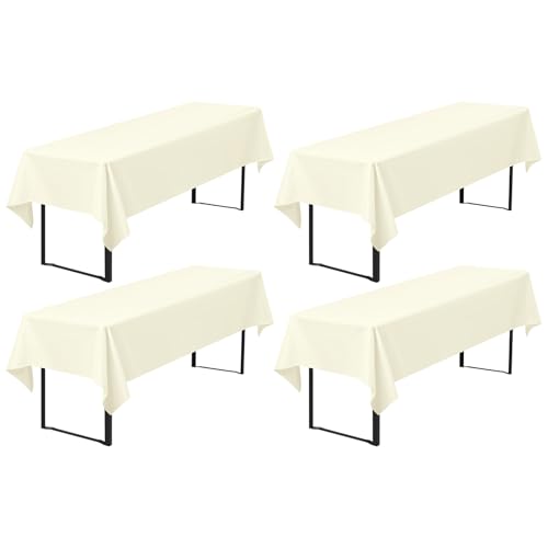 Pesonlook 4er-Pack Premium Biertischdecken 260 x 110 cm, Beige Biertischdecken für Bierzeltgarnitur, blickdichte Polyester-Biertischdecken, waschbare Tischhussen für Bankette im Freien (Beige) von Pesonlook