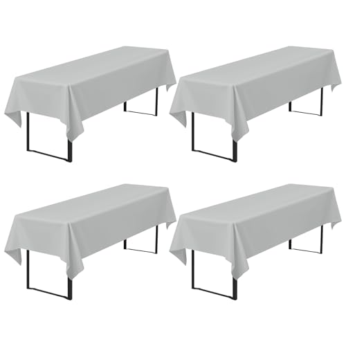 Pesonlook 4er-Pack Premium Biertischdecken 260 x 110 cm, Hellgrau Biertischdecken für Bierzeltgarnitur, blickdichte Polyester-Biertischdecken, waschbare Tischhussen für Bankette im Freien (Hellgrau) von Pesonlook