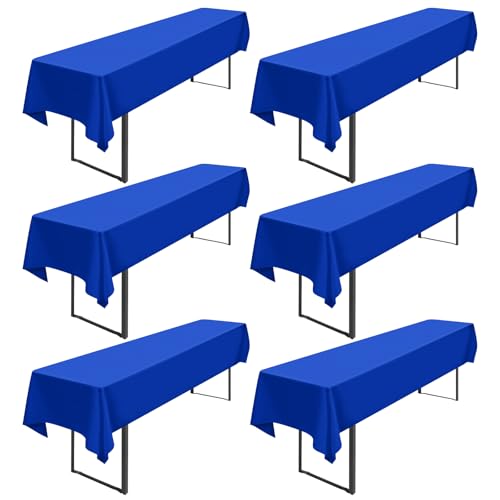 Pesonlook 6 Stück Königsblaue Biertischdecke, 250 x 100 cm, Biertischhusse Universal für 50 cm und 70 cm Biertisch, waschbar, Polyester, rechteckige Tischdecke für Partys im Freien, Bankette von Pesonlook