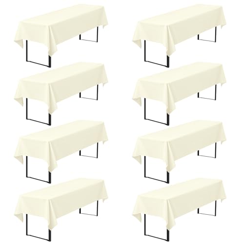 Pesonlook 8er-Pack Premium Biertischdecken 260 x 110 cm, Beige Biertischdecken für Bierzeltgarnitur, blickdichte Polyester-Biertischdecken, waschbare Tischhussen für Bankette im Freien (Beige) von Pesonlook