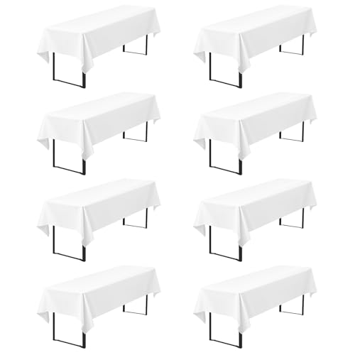 Pesonlook 8er-Pack Premium Biertischdecken 260 x 110 cm, Weiß Biertischdecken für Bierzeltgarnitur, blickdichte Polyester-Biertischdecken, waschbare Tischhussen für Bankette im Freien (Weiß) von Pesonlook