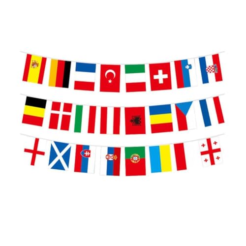 Eurovision Fußball-Wimpelkette 2024, 24 Länder, europäische Flaggen, Wimpelkette für Decke, Veranda, Garten, Bar, Party, Innen- und Außenbereich, Dekoration (2 Set) von Pessrrtewg