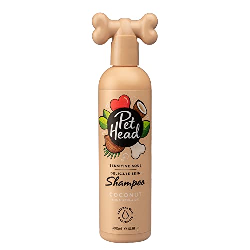 PET HEAD Hundeshampoo 300 ml, Sensitive Soul, Kokosnussduft, Pflegt und beruhigt empfindliche Haut, Hypoallergen, pH-neutral, Vegan & tierversuchsfrei, extrasanfte Formel für alle Hunde und Welpen von Company of Animals