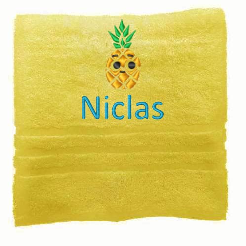 Ananas Personalisiertes Handtuch mit Namen Schön gestickter Name Handbadetuch 100% Baumwollhandtuch Personalized Custom Towel with Name (100 x 50 cm, Ananas) von Pet-Jos