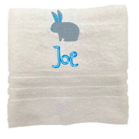 Personalisiertes Handtuch mit Namen Schön gestickter Name Handbadetuch 100% Baumwollhandtuch Personalized Custom Towel with Name (100 x 50 cm, Hase) von Pet-Jos