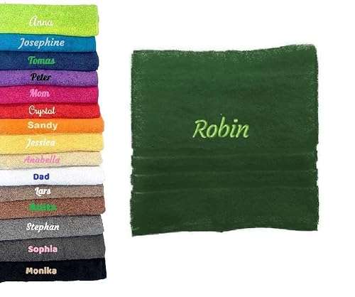 Pet-Jos Badetuch mit Namen Bestickt Duchtuch Geschenk Badetuch 140x70 cm (Dark Green) von Pet-Jos