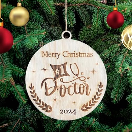 Best Doctor Weihnachtsbaumschmuck Arzt Nummer eins Arzt Beruf Kollege Holz Baum Ornament Gravur Weihnachtskugel Geschenkkarte Einsatz für Familie und Freunde von Pet-Jos