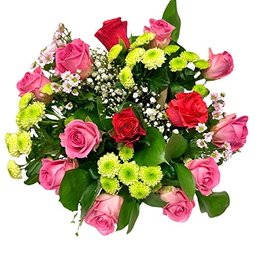 Pet-Jos Blumenstrauß, Frische Blumen bunter Blumenstrauß Rosen, Inklusive gratis Grußkarte, Flower bouquet, Fresh flowers, Cut Flower, zum Geburtstag von Pet-Jos