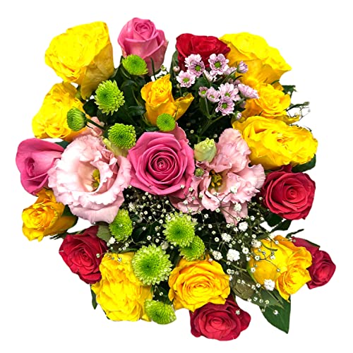 Pet-Jos Blumenstrauß Frisch, bunter Blumenstrauß mit Rosen Santini, Inklusive gratis Grußkarte, Flower bouquet, Blumenstrauß Versenden, Cut flowers, Gift for Women, Valentine's Day, Birthday von Pet-Jos