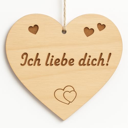 Familie Herz Ich liebe dich! Schild Dekoschild Herzschild Holzherz Holzschild 10 x 10cm Geschenk für die Familie Spruch Geschenk Holz Geschenk Ein Geschenk für die Familie von Pet-Jos