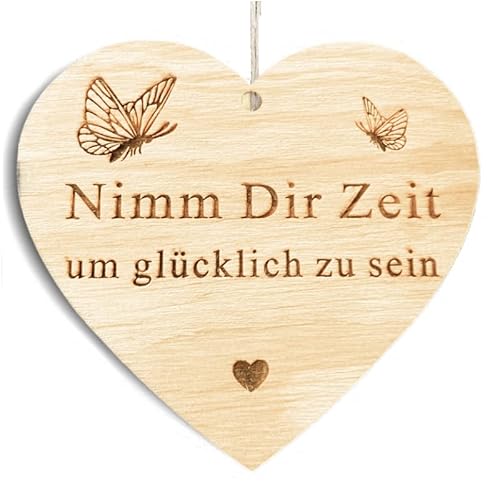 Familie Herz Nimm Dir Zeit um glucklich zu sein Schild Dekoschild Herzschild Holzherz Holzschild 10 x 10cm Geschenk für die Familie Spruch Geschenk Holz Geschenk Ein Geschenk für die Familie von Pet-Jos