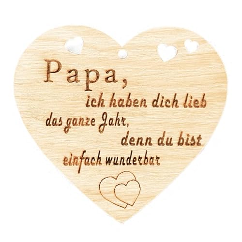 Familie Herz Papa, ich haben dich lieb das ganze Jahr Schild Dekoschild Herzschild Holzherz Holzschild 10 x 10cm Geschenk für die Familie Spruch Geschenk Holz Geschenk Ein Geschenk für die Familie von Pet-Jos