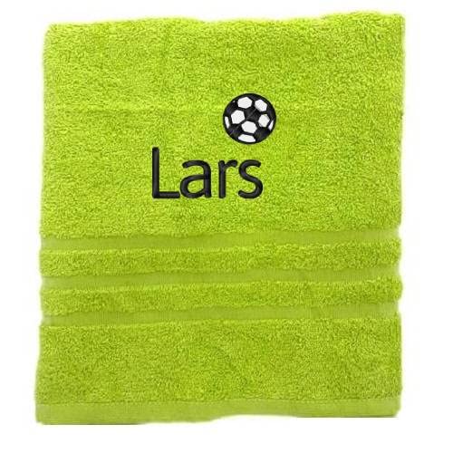 Personalisiertes Handtuch mit Namen Schön gestickter Name Handbadetuch 100% Baumwollhandtuch Personalized Custom Towel with Name (100 x 50 cm, Fußball) von Pet-Jos