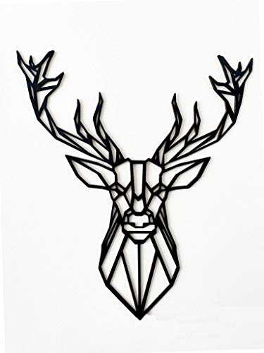 Pet-Jos GROSS Hirsch 70-100 cm Wanddeko Holz Hirschköpfe Deko Wanddekoration Deer Wooden Wall Decoration Wall Art Geometrische Minimalistische Wandkunst Hängende Dekoration (70 cm) von Pet-Jos