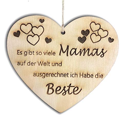 Herzschild Herz Schild Dekoschild Holzherz Holzschild 10 x 10 cm Beste Mama Spruch Geschenk Holz Geschenk Ein Geschenk für die Familie von Pet-Jos