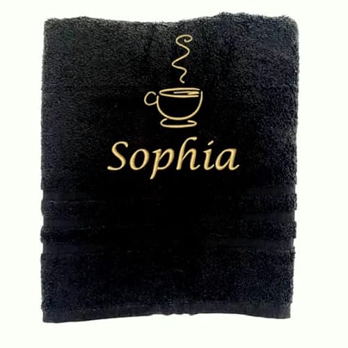 Kaffee Personalisiertes Handtuch mit Namen Schön gestickter Name Handbadetuch 100% Baumwollhandtuch Personalized Custom Towel with Name (100 x 50 cm, Kaffee) von Pet-Jos