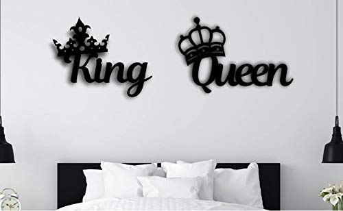 King and Queen Wanddekoration Kind Queen Deko Wanddeko Holz Schlafzimmer Wanddeko Ornamente Minimalistische Wandkunst Hängende Dekoration Paar Geschenk King Queen Wall Decoration von Pet-Jos