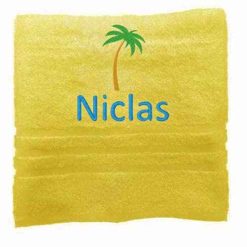 Palme Personalisiertes Handtuch mit Namen Schön gestickter Name Handbadetuch 100% Baumwollhandtuch Personalized Custom Towel with Name (100 x 50 cm, Palme) von Pet-Jos