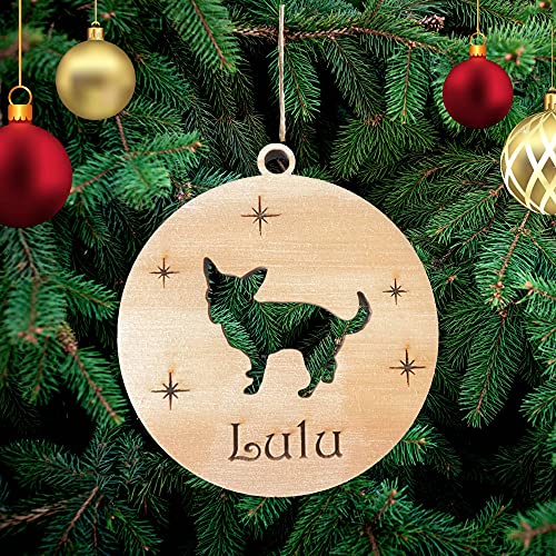 Pet-Jos Personalisierte Chihuahua Hund - Weihnachtsbaumschmuck Weihnachtsdeko Ornament aus Holz Weihnachtsbaum Weihnachtsdekoration Christbaumschmuck mit Hundnnamen von Pet-Jos