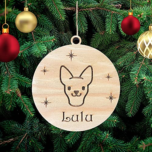 Personalisierte Chihuahua Hund Weihnachtsbaumschmuck Weihnachtsdeko Ornament Weihnachtsdeko aus Holz Weihnachtsbaum Deko Weihnachtsdekoration Ornament Holz Christbaumschmuck mit Hundnnamen von Pet-Jos